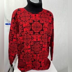 United Colors of Benetton vintage large neck red/black sweater. Oversized.